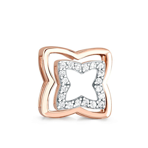 Комплект подвесок Клевер из красного золота с 20 выращенными бриллиантами