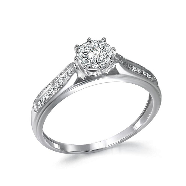 Кольцо из белого золота с 27 бриллиантами