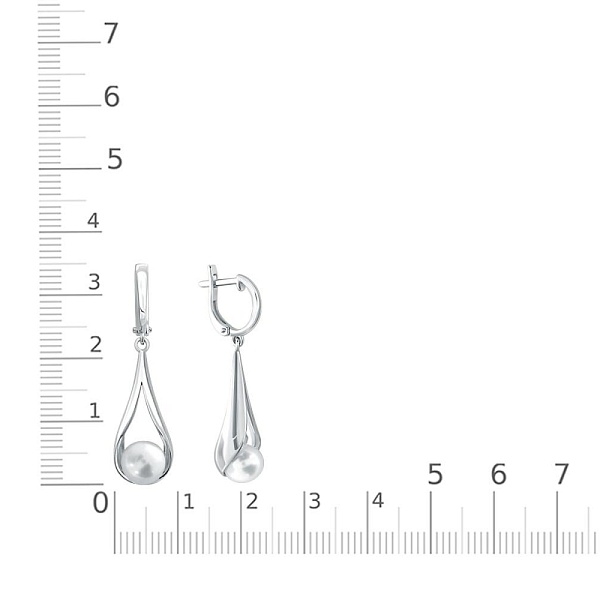 Серьги из белого золота с 2 жемчужинами