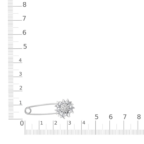 Булавка Цветок из белого золота с 22 фианитами