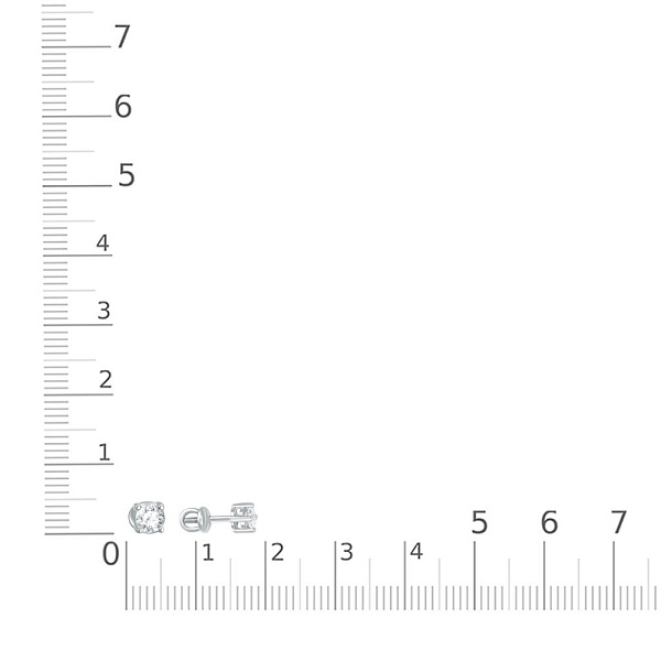 Серьги-пусеты из белого золота с 2 бриллиантами