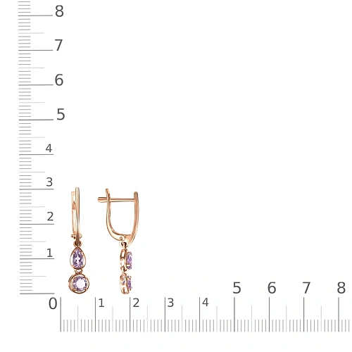 Серьги из красного золота с 4 аметистами