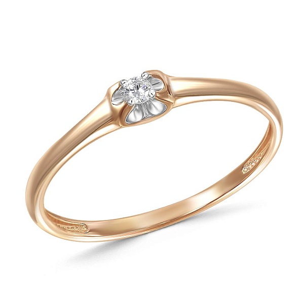 Кольцо из красного золота с муассанитом