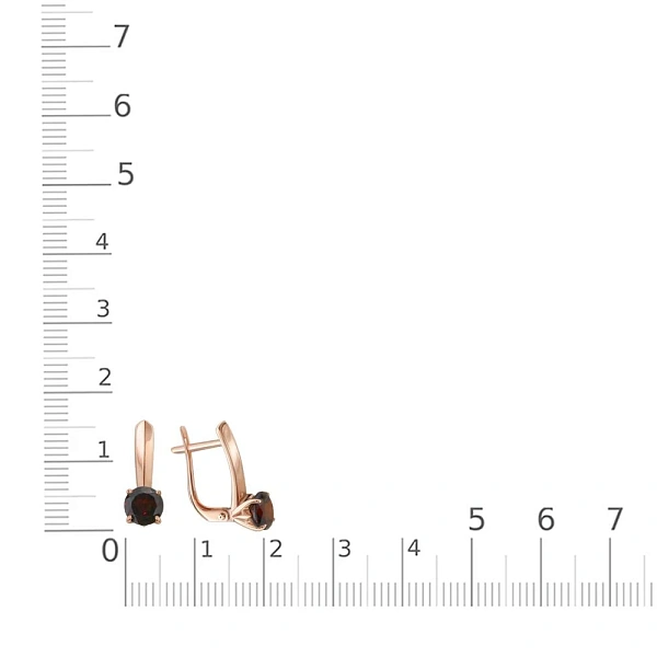 Серьги из красного золота с 2 гранатами