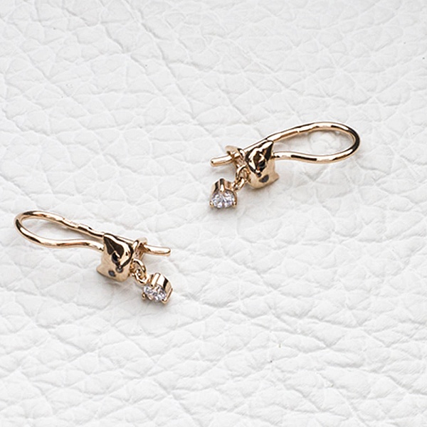 Детские серьги Кошки из красного золота с 2 фианитами