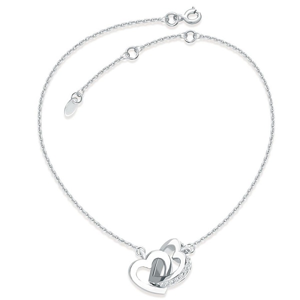 Колье Сердце из белого золота с 22 фианитами