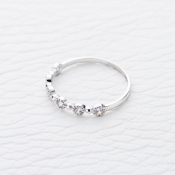 Кольцо из белого золота с 6 фианитами