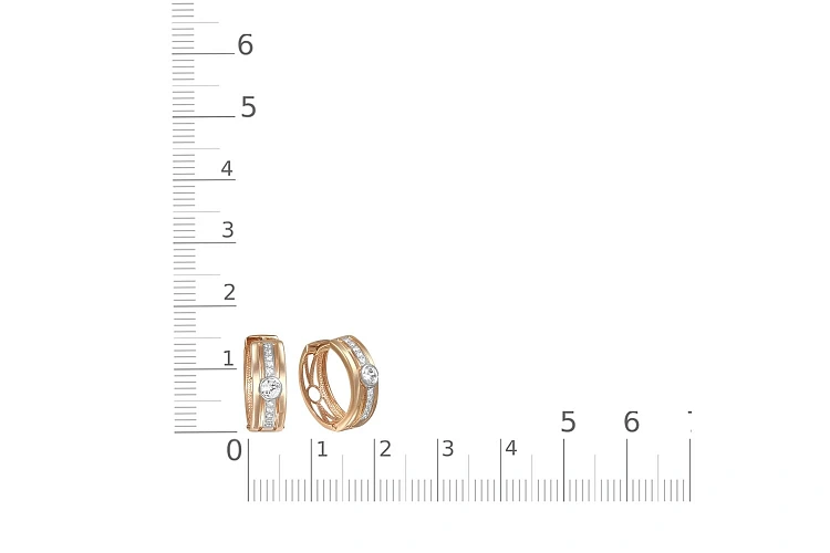 Серьги из красного золота с 22 фианитами