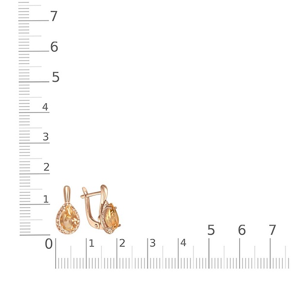 Серьги из красного золота с 2 цитринами