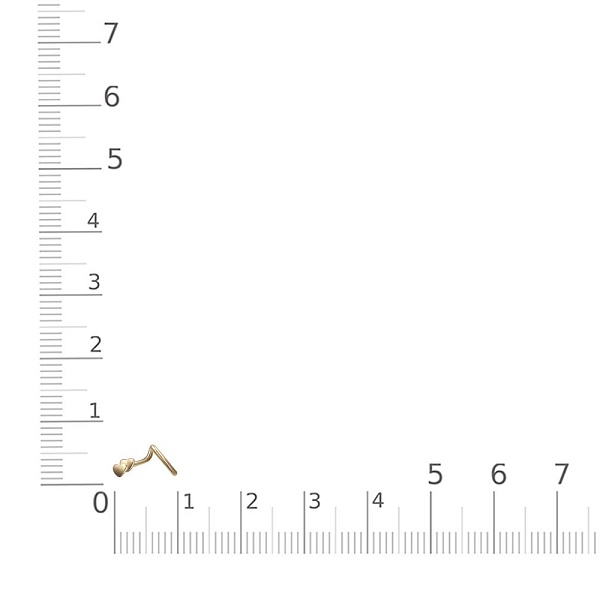 Пирсинг в нос Сердце из жёлтого золота без вставок