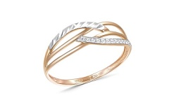 Кольцо дорожка из красного золота с 11 бриллиантами