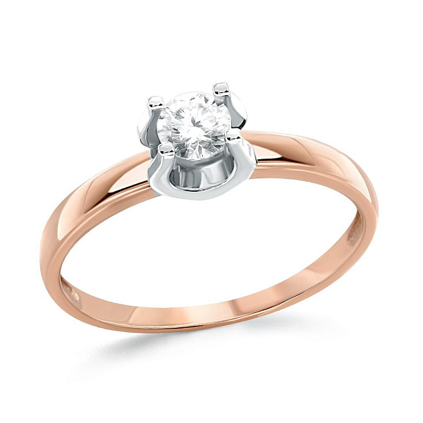 Кольцо из красного золота с бриллиантом