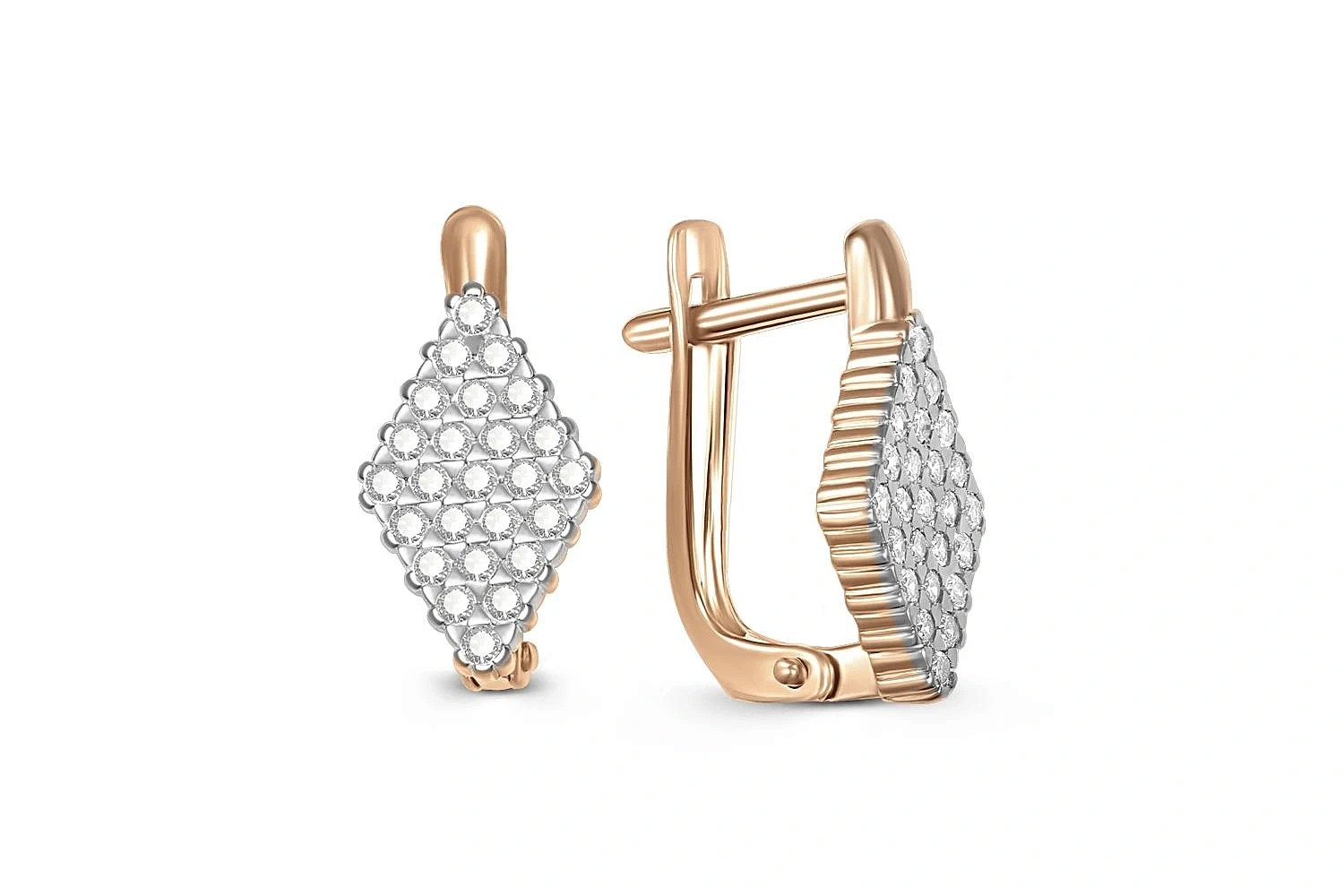 Серьги из красного золота с 50 фианитами
