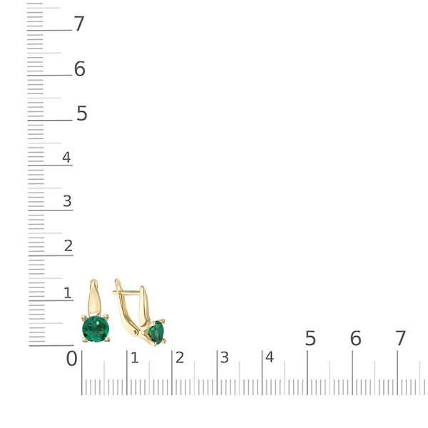 Серьги из жёлтого золота с 2 изумрудами
