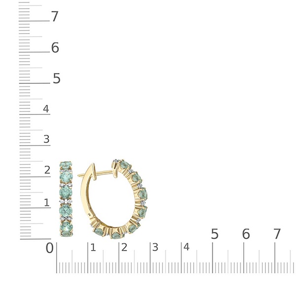 Серьги из жёлтого золота с 14 циркониями и 32 фианитами