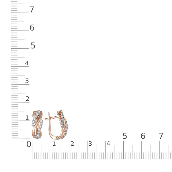 Серьги из красного золота с 24 фианитами