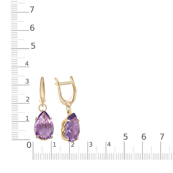 Серьги из жёлтого золота с 2 аметистами
