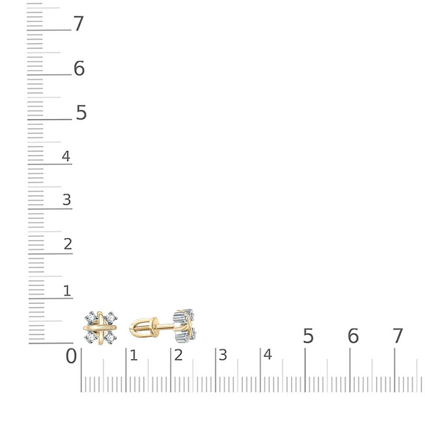 Серьги-пусеты из жёлтого золота с 8 бриллиантами