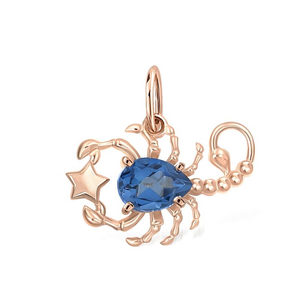 Подвеска Скорпион из красного золота с топазом лондон