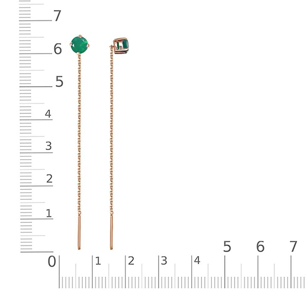 Серьги-продёвки из красного золота с 2 агатами
