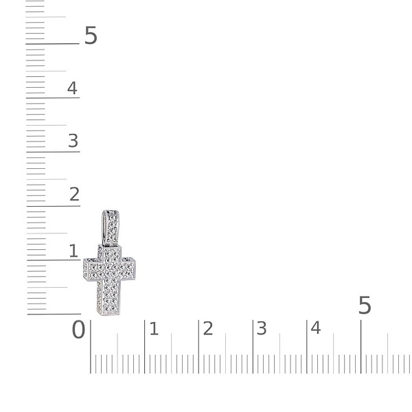 Крест из белого золота с 71 фианитами