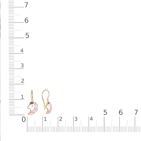 Детские серьги Единороги из жёлтого золота без вставок