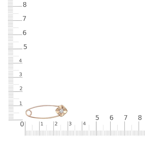 Булавка с шайбой Цветок из красного золота с бриллиантом