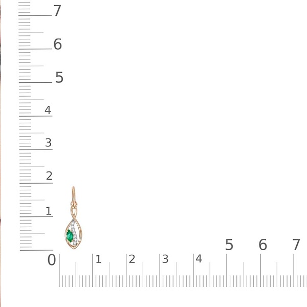 Подвеска из красного золота с изумрудом и 7 бриллиантами