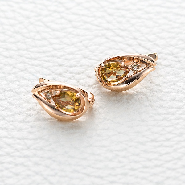 Серьги из красного золота с 4 султанитами