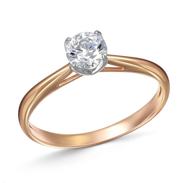 Кольцо из красного золота с кристаллом swarovski