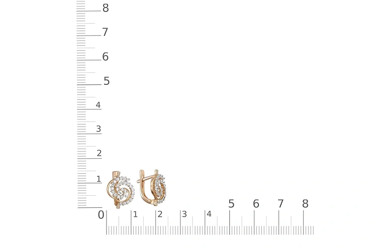 Серьги из красного золота с 56 фианитами