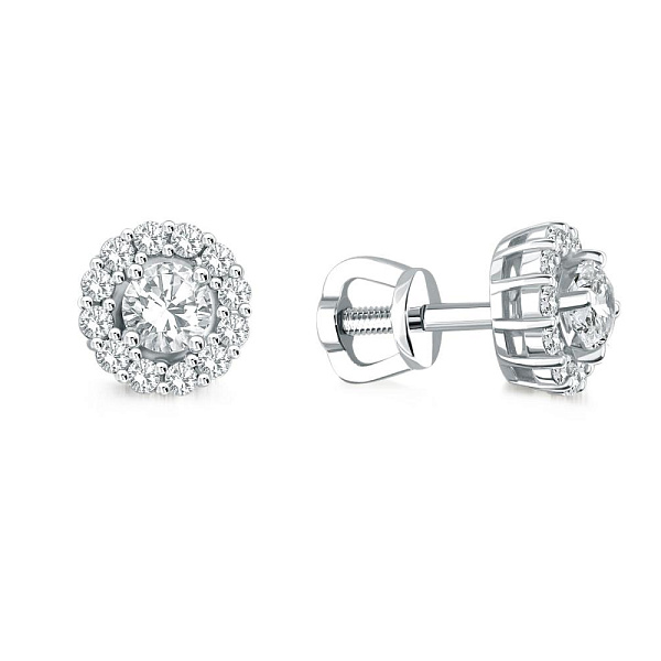 Серьги-пусеты из белого золота с 26 бриллиантами