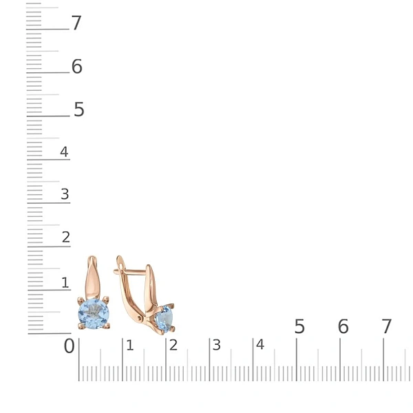Серьги из красного золота с 2 топазами sky