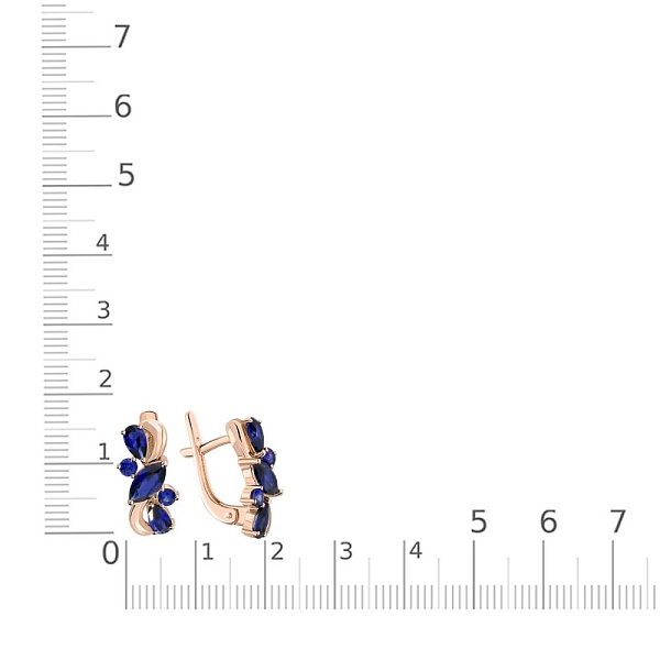 Серьги из красного золота с 10 корундами