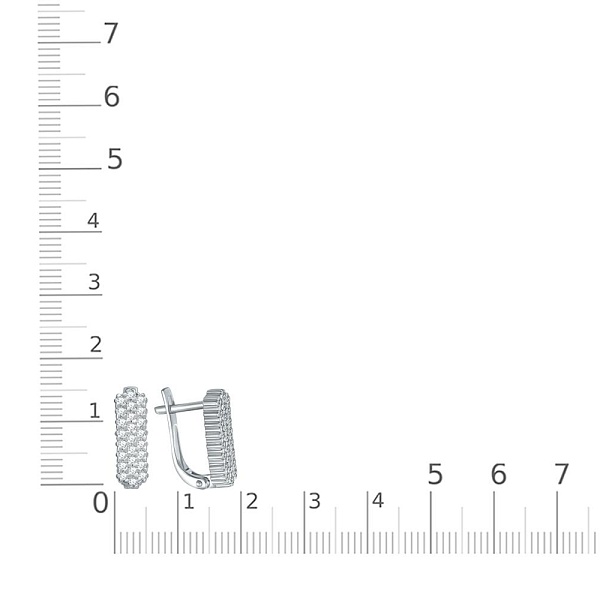 Серьги из белого золота с 50 фианитами