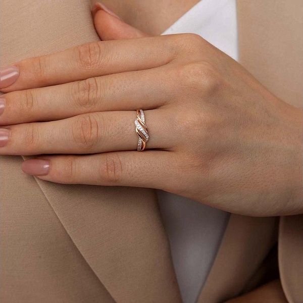 Кольцо дорожка из красного золота с 24 бриллиантами