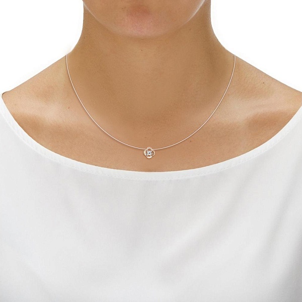 Колье Цветок из красного золота с фианитом