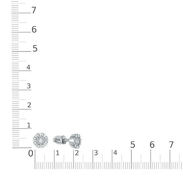 Серьги-пусеты из белого золота с 18 бриллиантами