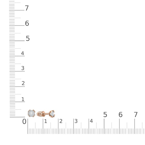 Серьги-пусеты из красного золота с 2 бриллиантами
