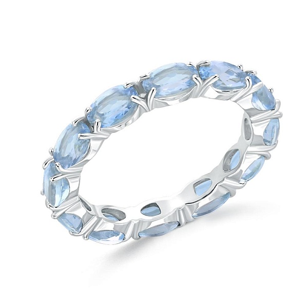 Кольцо Дорожка из белого золота с 12 топазами sky