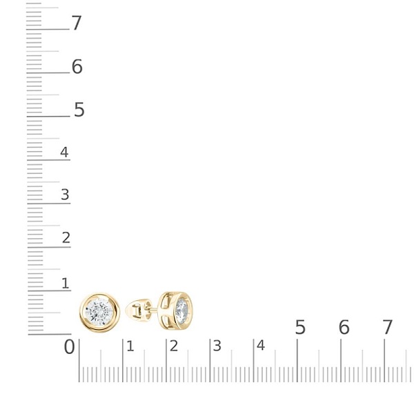 Серьги-пусеты из жёлтого золота с 2 муассанитами
