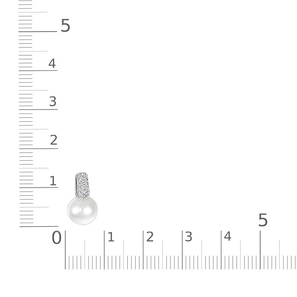 Подвеска из белого золота с жемчугом и 19 фианитами