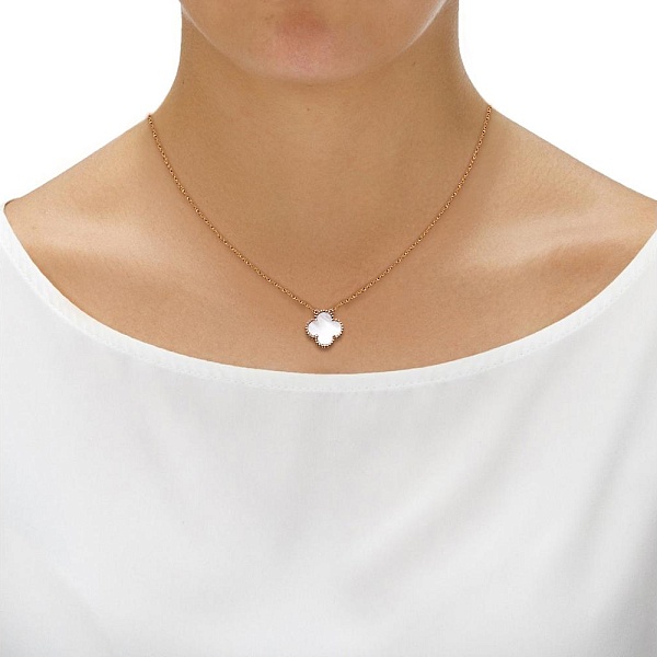 Колье Клевер из красного золота с перламутром