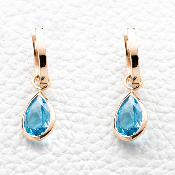 Серьги-трансформеры из красного золота с 2 топазами swiss