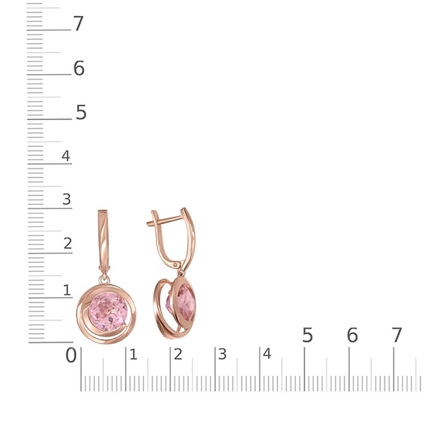 Серьги из красного золота с 2 ситаллами