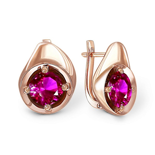 Серьги из красного золота с 2 корундами