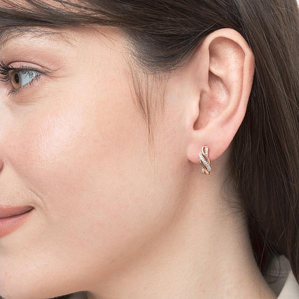 Серьги из красного золота с 34 бриллиантами