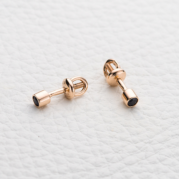 Серьги-пусеты из красного золота с 2 сапфирами