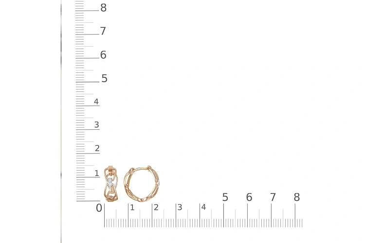Серьги из красного золота с 6 фианитами