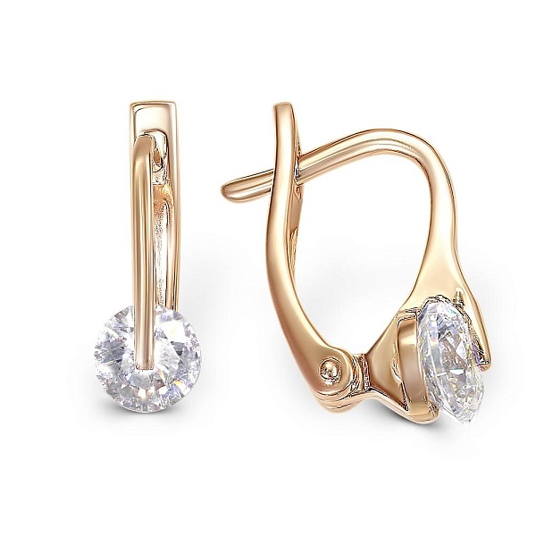 Серьги из красного золота с 2 кристаллами swarovski